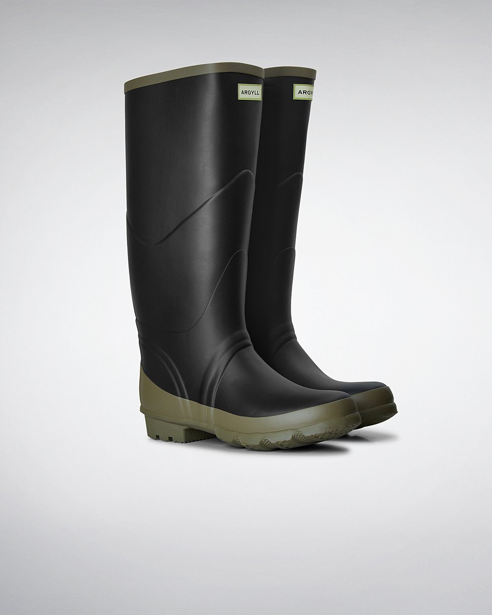 Hunter Mujer Argyll Bullseye Full Knee - Botas de Lluvia Negras - 510-EMSZHN